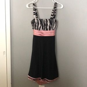 Black, Zebra Print Dress with Light Pink Accents